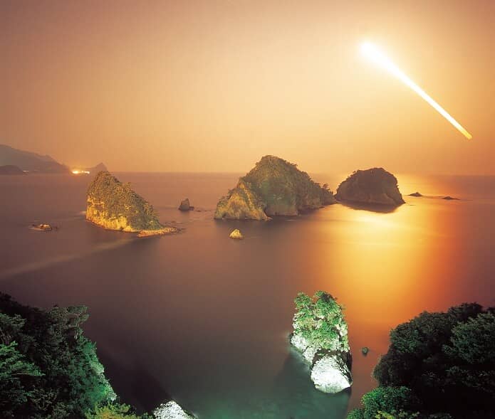 夕陽に照らされた堂ヶ島の絶景